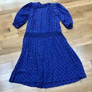 Vintage purple  Polka Dot ditsy floral dress size 8